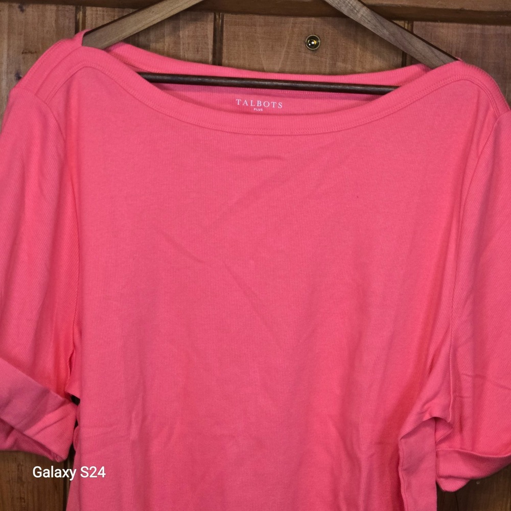 Talbots Plus Size 3X Coral Boat Neck Dolman Sleeve Top Shirt